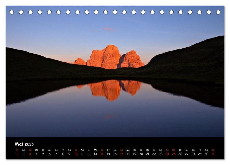 Produktbild: DIE ALPEN - Schroffe Gipfel und stille Seen (Tischkalender 2026 DIN A5 quer), CALVENDO Monatskalender
