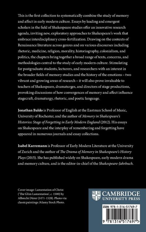 Produktbild: Memory and Affect in Shakespeare's England