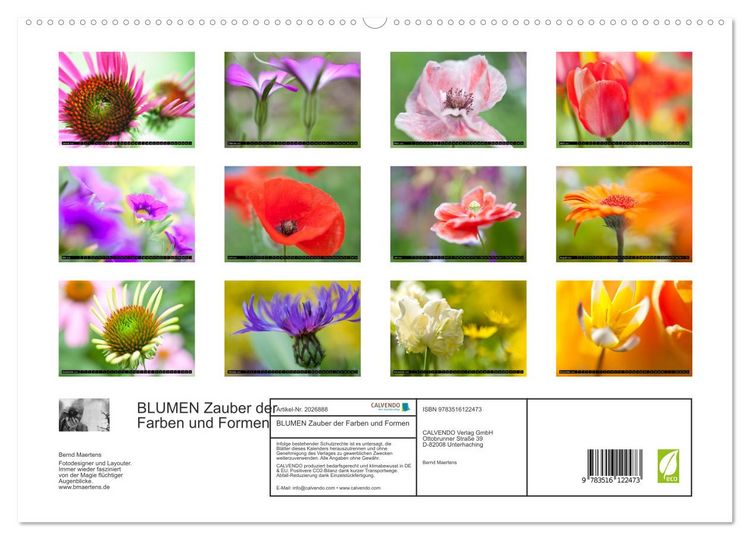 Produktbild: BLUMEN Zauber der Farben und Formen (hochwertiger Premium Wandkalender 2026 DIN A2 quer), Kunstdruck in Hochglanz
