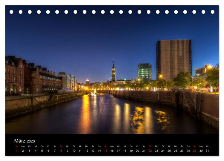 Produktbild: Hamburg - Lichter der Nacht (Tischkalender 2026 DIN A5 quer), CALVENDO Monatskalender