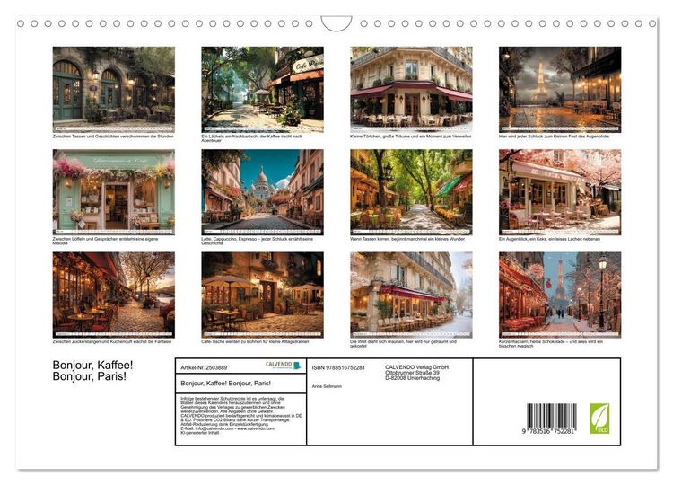 Produktbild: Bonjour, Kaffee! Bonjour, Paris! (Wandkalender 2027 DIN A3 quer), CALVENDO Monatskalender