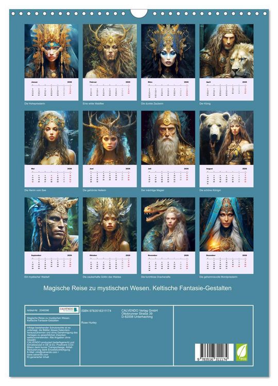 Produktbild: Magische Reise zu mystischen Wesen. Keltische Fantasie-Gestalten (Wandkalender 2026 DIN A3 hoch), CALVENDO Monatskalender