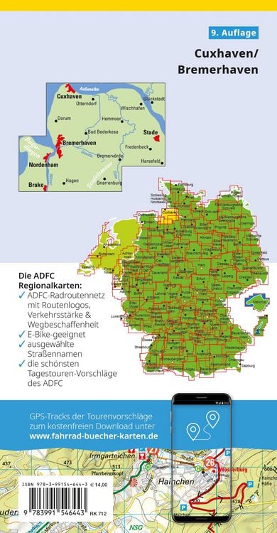 Produktbild: BVA ADFC Regionalkarte Cuxhaven Bremerhaven 1:75.000