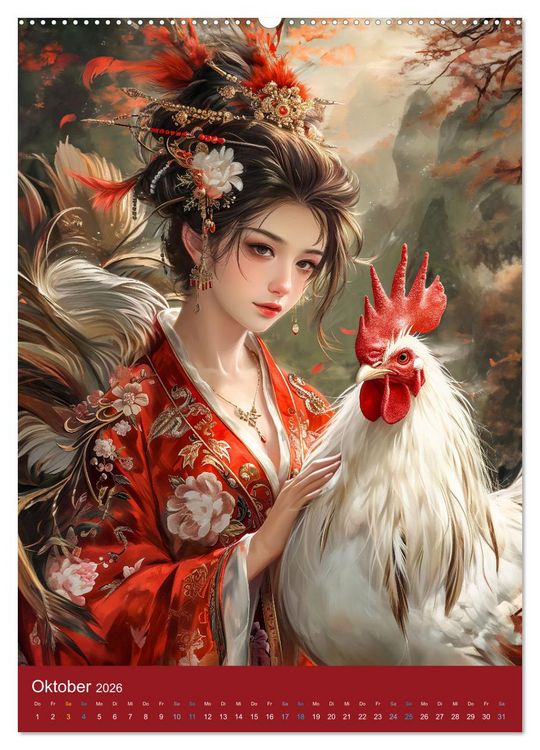 Produktbild: Chinesische Tierkreiszeichen - Fantasie-Zodiak im Stil des alten Chinas (hochwertiger Premium Wandkalender 2026 DIN A2 hoch), Kunstdruck in Hochglanz