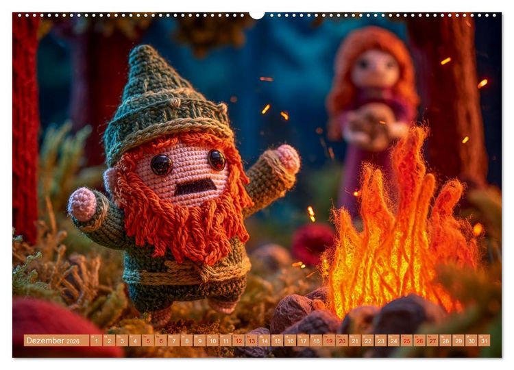 Produktbild: Amigurumi M&auml;rchenstunde nach den Gebr&uuml;dern Grimm (Wandkalender 2026 DIN A2 quer), CALVENDO Monatskalender