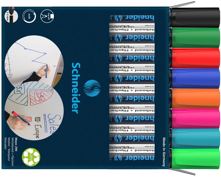 Produktbild: Schneider Whiteboard-Marker Maxx 290, 8er Set