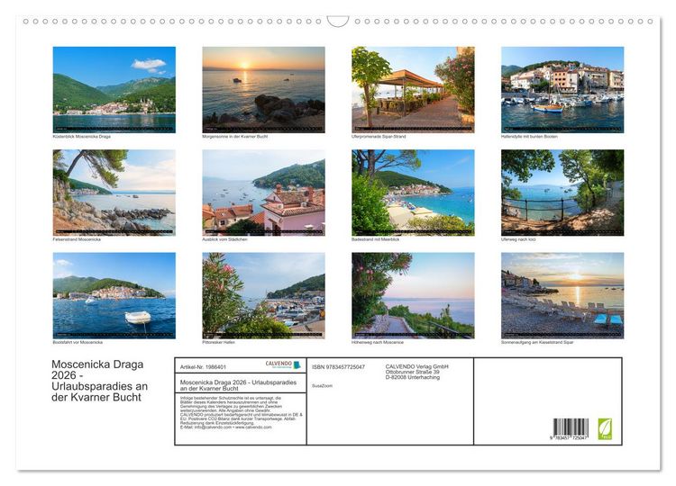 Produktbild: Moscenicka Draga 2026 - Urlaubsparadies an der Kvarner Bucht (Wandkalender 2026 DIN A2 quer), CALVENDO Monatskalender