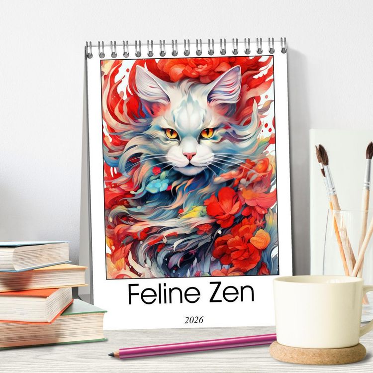 Produktbild: Feline Zen (Desk Calendar 2026 DIN A5 portrait), CALVENDO 12 Month DeskCalendar