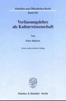 Produktbild: Verfassungslehre als Kulturwissenschaft.