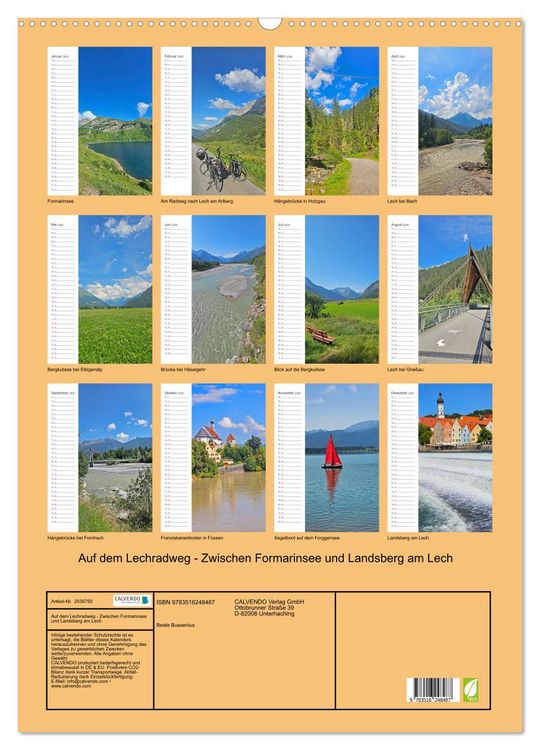 Produktbild: Auf dem Lechradweg - Zwischen Formarinsee und Landsberg am Lech (Wandkalender 2026 DIN A2 hoch), CALVENDO Monatskalender