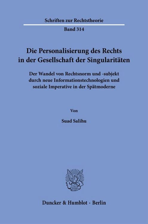 Produktbild: Die Personalisierung des Rechts in der Gesellschaft der Singularit&auml;ten