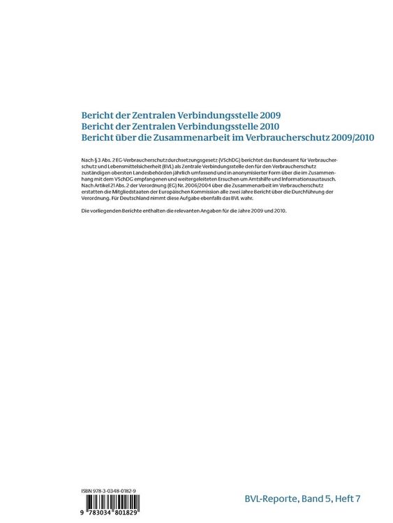 Produktbild: Berichte zum Wirtschaftlichen Verbraucherschutz 2009/2010