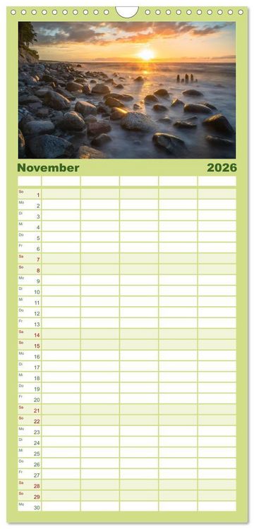 Produktbild: Familienplaner 2026 - Farben der Ostsee II mit 5 Spalten (Wandkalender, 21 x 45 cm) CALVENDO