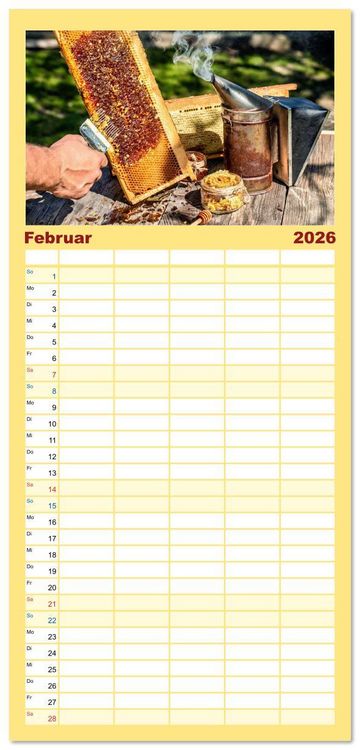 Produktbild: Familienplaner 2026 - HONIG - fl&uuml;ssiges Gold mit 5 Spalten (Wandkalender, 21 x 45 cm) CALVENDO