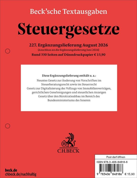 Produktbild: Steuergesetze 227. Erg&auml;nzungslieferung