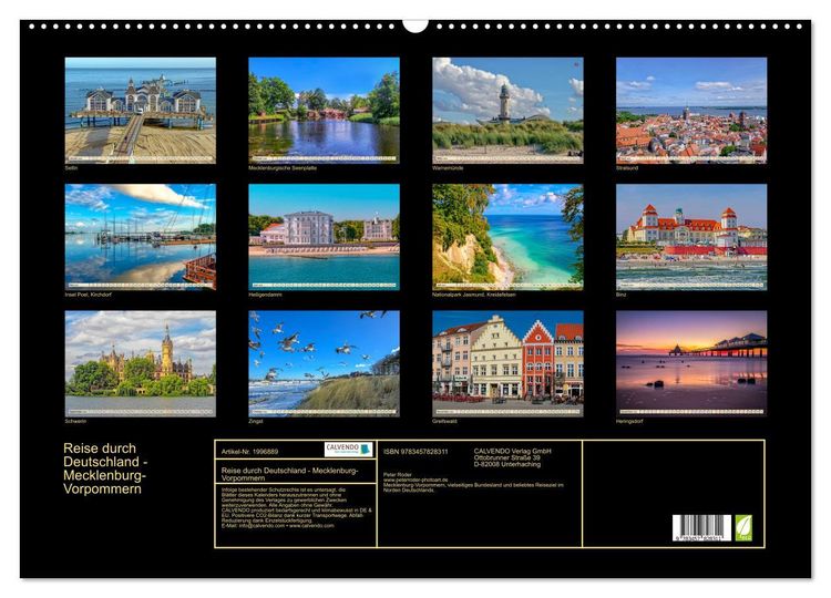 Produktbild: Reise durch Deutschland - Mecklenburg-Vorpommern (Wandkalender 2026 DIN A2 quer), CALVENDO Monatskalender
