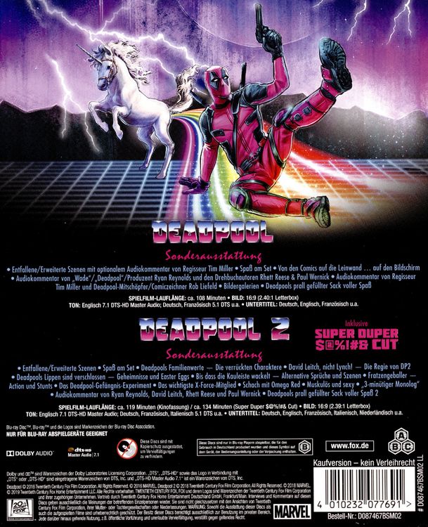 Produktbild: Deadpool 1+2 - Ultimate Unicorn Edition [3 BRs]