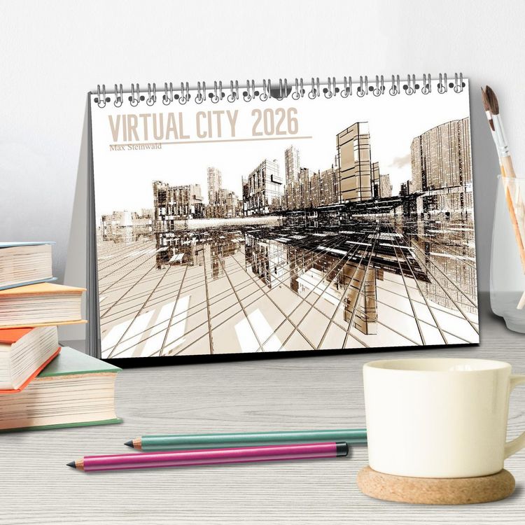 Produktbild: VIRTUAL CITY 2026 CH-Version (Tischkalender 2026 DIN A5 quer), CALVENDO Monatskalender
