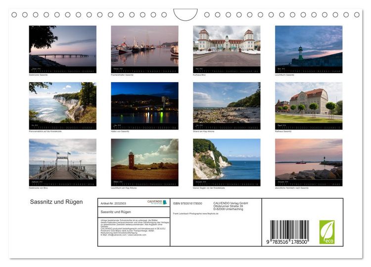 Produktbild: Sassnitz und R&uuml;gen (Wandkalender 2026 DIN A4 quer), CALVENDO Monatskalender