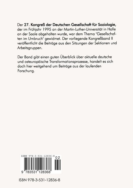 Produktbild: 27. Kongre&szlig; der Deutschen Gesellschaft f&uuml;r Soziologie. Gesellschaften im Umbruch