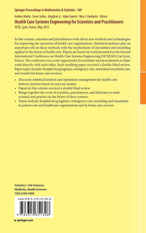 Produktbild: Health Care Systems Engineering for Scientists and Practitioners