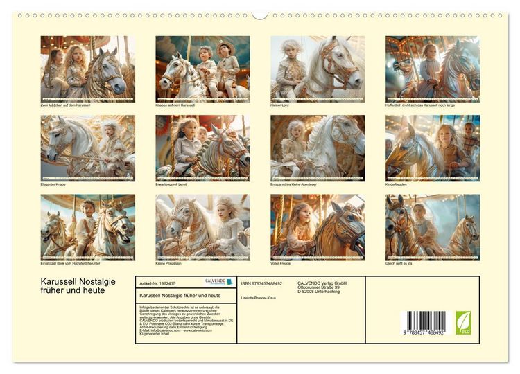 Produktbild: Karussell Nostalgie fr&uuml;her und heute (hochwertiger Premium Wandkalender 2026 DIN A2 quer), Kunstdruck in Hochglanz