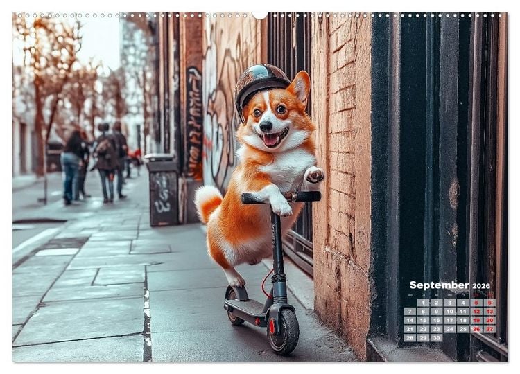 Produktbild: S&uuml;&szlig;e Hunde cruisen - durch das Jahr mit dem Hundekalender (hochwertiger Premium Wandkalender 2026 DIN A2 quer), Kunstdruck in Hochglanz