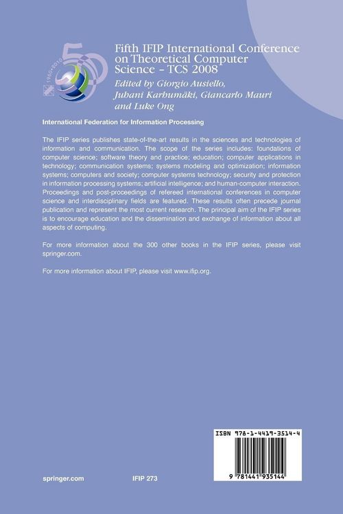 Produktbild: Fifth IFIP International Conference on Theoretical Computer Science - TCS 2008