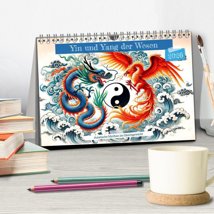 Produktbild: Yin und Yang der Wesen - Asiatische Mythen im Gleichgewicht (Tischkalender 2026 DIN A5 quer), CALVENDO Monatskalender
