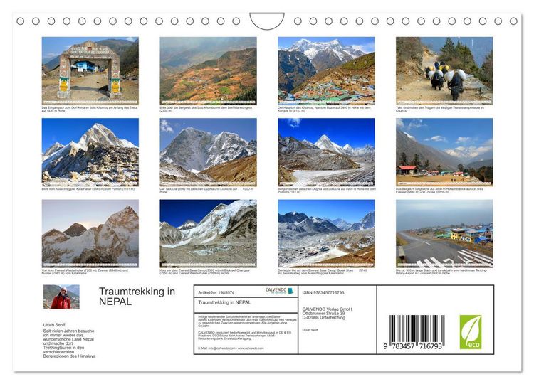 Produktbild: Traumtrekking in NEPAL (Wandkalender 2026 DIN A4 quer), CALVENDO Monatskalender