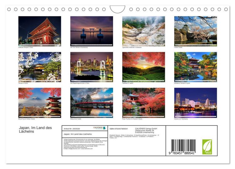 Produktbild: Japan. Im Land des L&auml;chelns (Wandkalender 2026 DIN A4 quer), CALVENDO Monatskalender