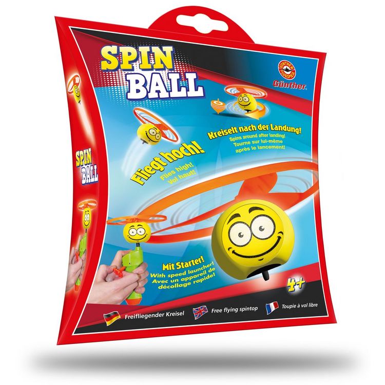 Produktbild: Paul G&uuml;nther 1638 - Spin Ball, Freifliegender Kreisel mit Smiley Motiv, mit Schnellstarter, ab 4 Jahren