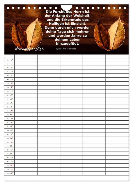 Produktbild: ein Planer mit biblischer Weisheit aus den Spr&uuml;chen Salomos (Wandkalender 2026 DIN A4 hoch), CALVENDO Monatskalender