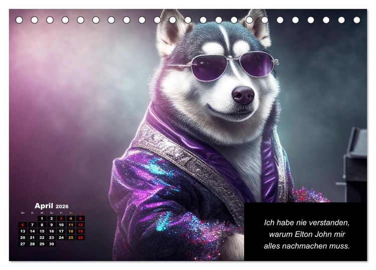 Produktbild: Der tierisch lustige Husky Kalender (Tischkalender 2026 DIN A5 quer), CALVENDO Monatskalender