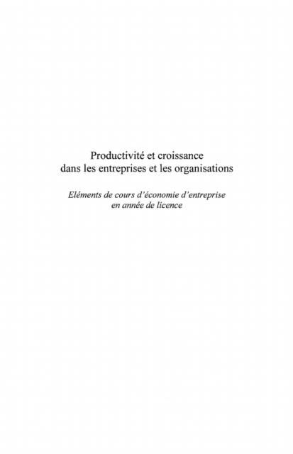 Produktbild: Productivite et croissance dans les entr