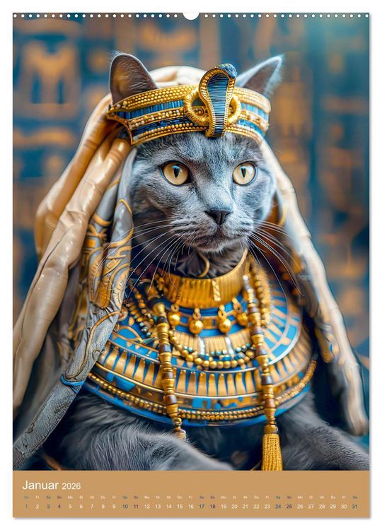 Produktbild: &Auml;gyptens Katzen - G&ouml;ttliche Eleganz im Stile der Pharaonen (hochwertiger Premium Wandkalender 2026 DIN A2 hoch), Kunstdruck in Hochglanz