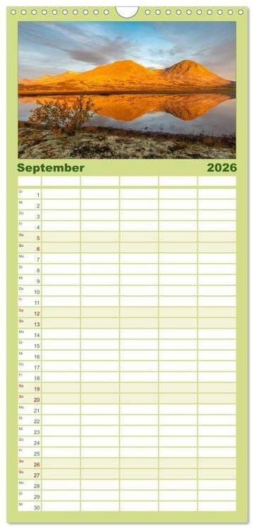 Produktbild: Familienplaner 2026 - Norwegische Landschaften mit 5 Spalten (Wandkalender, 21 x 45 cm) CALVENDO