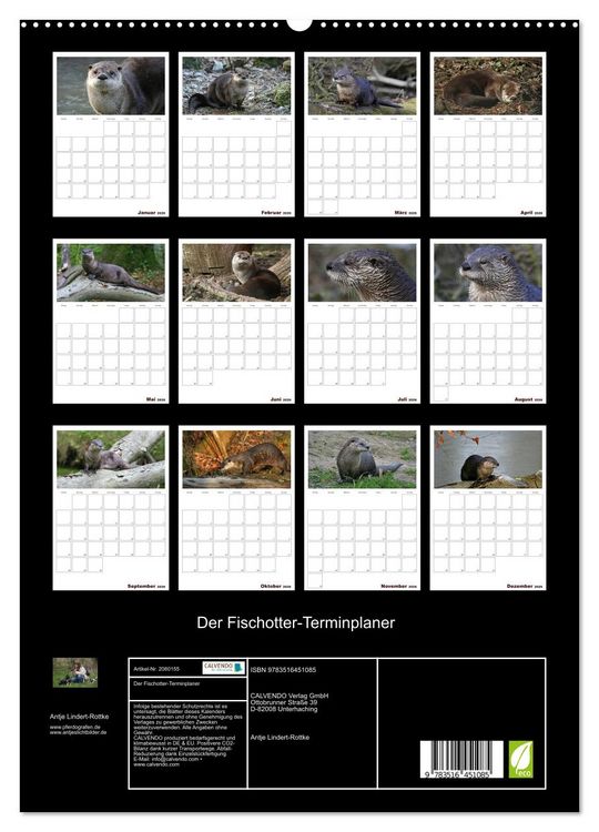 Produktbild: Der Fischotter-Terminplaner (hochwertiger Premium Wandkalender 2026 DIN A2 hoch), Kunstdruck in Hochglanz