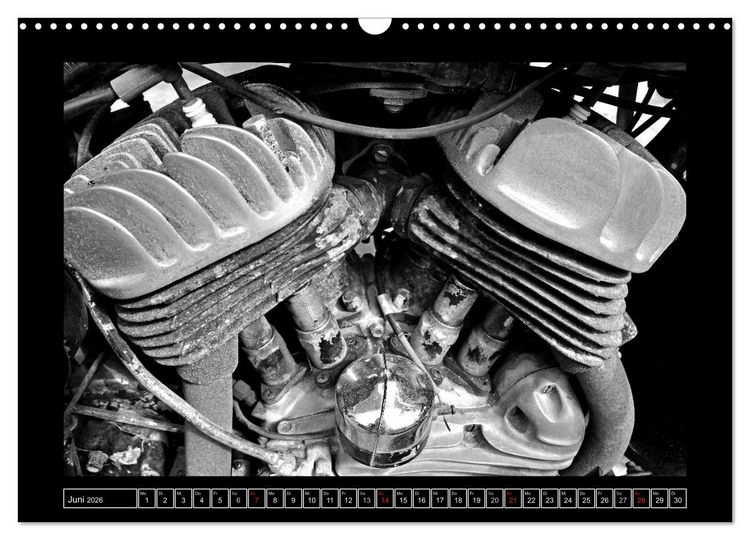 Produktbild: Harley Davidson WLA 750 in Schwarzweiss (Wandkalender 2026 DIN A3 quer), CALVENDO Monatskalender