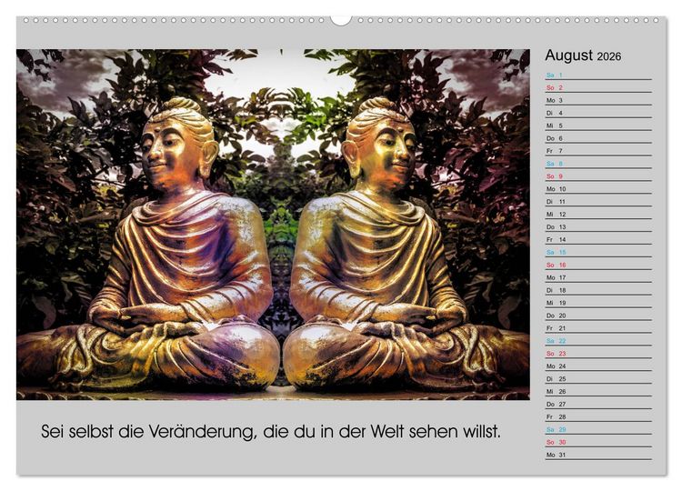 Produktbild: Lebenskraft Buddha (hochwertiger Premium Wandkalender 2026 DIN A2 quer), Kunstdruck in Hochglanz