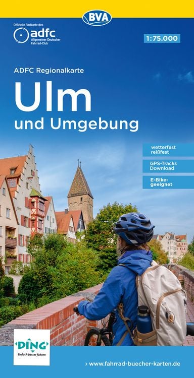 Produktbild: ADFC-Regionalkarte Ulm und Umgebung, 1:75.000, mit Tagestourenvorschlägen, reiß- und wetterfest, E-Bike-geeignet, GPS-Tracks-Download