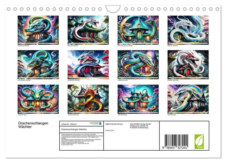 Produktbild: Drachenschlangen W&auml;chter (Wandkalender 2026 DIN A4 quer), CALVENDO Monatskalender