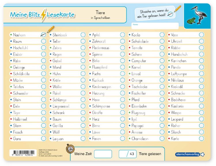 Produktbild: Meine Blitzlesekarten Set 4 zur Lesef&ouml;rderung (4 Lerntafeln mit Stift)