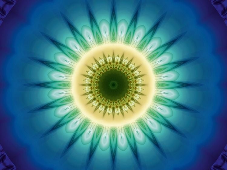 Produktbild: CALVENDO Puzzle Mandala blaues Licht 1000 Teile Puzzle quer | 1000 Teile Lege-Gr&ouml;&szlig;e 64 &times; 48 cm Foto-Puzzle f&uuml;r gl&uuml;ckliche Stunden