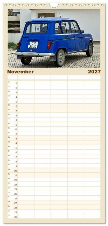 Produktbild: Familienplaner 2027 - Kultauto aus Frankreich - Renault 4 mit 5 Spalten (Wandkalender, 21 x 45 cm) CALVENDO