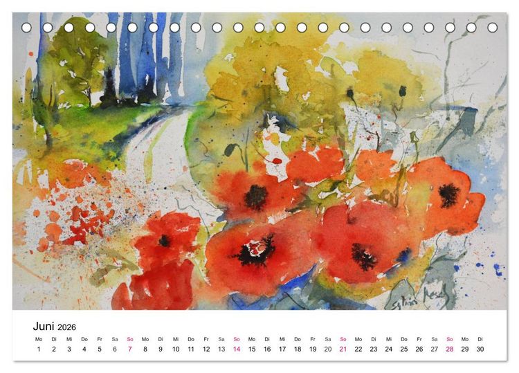 Produktbild: Mit Aquarellen durch das Jahr (Tischkalender 2026 DIN A5 quer), CALVENDO Monatskalender