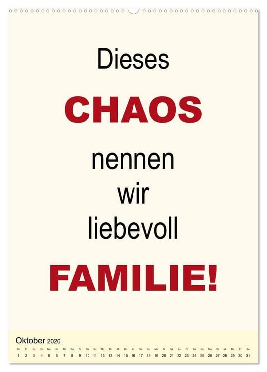 Produktbild: Spr&uuml;che-Kalender. Lustiges f&uuml;r die Familie! (Wandkalender 2026 DIN A2 hoch), CALVENDO Monatskalender