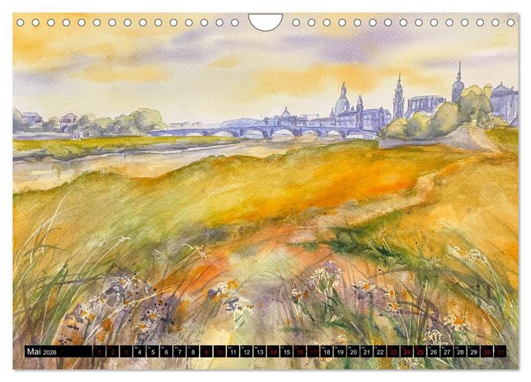 Produktbild: Dresden und das Elbtal - Ein Aquarellkalender von Claudia Pinkau (Wandkalender 2026 DIN A4 quer), CALVENDO Monatskalender