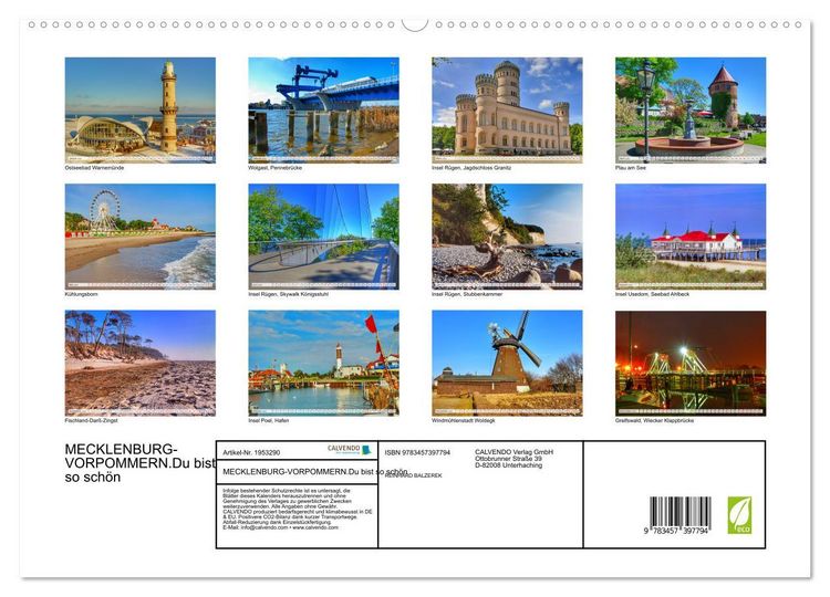 Produktbild: MECKLENBURG-VORPOMMERN.Du bist so sch&ouml;n (hochwertiger Premium Wandkalender 2026 DIN A2 quer), Kunstdruck in Hochglanz