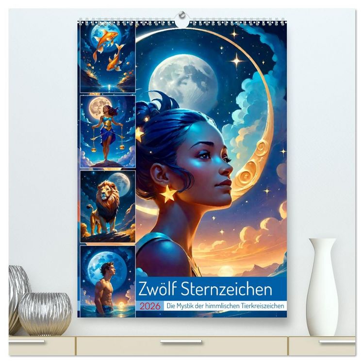 Produktbild: Zw&ouml;lf Sternzeichen (hochwertiger Premium Wandkalender 2026 DIN A2 hoch), Kunstdruck in Hochglanz